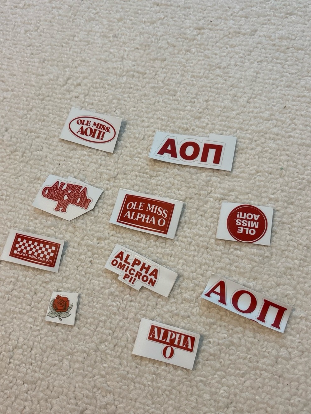 Alpha Omicron Pi Ole Miss Red Sticker Pack - Collegiate Decals